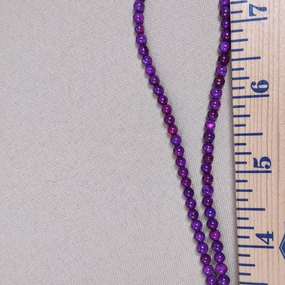 Jay King Purple Turquoise Bead Necklace w/Sterling Silver Wrapped Pendant - Picture 6 of 8